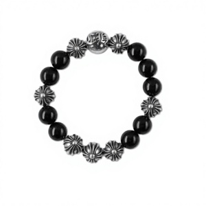 <span class=keywords><strong>Bracciale</strong></span> Unisex di Alta Qualità in <span class=keywords><strong>Ossidiana</strong></span> <span class=keywords><strong>Nera</strong></span> Naturale con Otto Perle d'Argento, Catena a Croce Thailandese Retrò e Trendy per Feste - Product Image 6