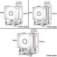 QiuzAim PC 2 Tubes en cuivre 90mm silencieux refroidisseur de processeur montage à vis LGA 1700 115x1200 plaque arrière Intel 1366 775 90mm ventilateur silencieux RGB Air