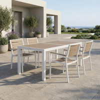Chaise de salle à manger moderne en aluminium, fauteuil d'extérieur avec dossier à lattes, cadre thermolaqué pour jardin, patio, balcon, parc, cour