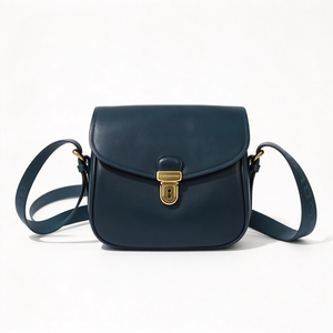 Vintage Dark Green Leather Women Saddle Bag Flap Closure <b>Gold</b> Hardware Wide Strap Fashion Ladies Crossbody Purse - Product Image 6