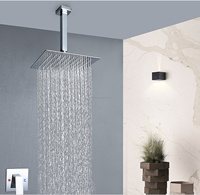 Ensemble de douche mural carré encastré de luxe, en laiton poli, avec mitigeur monotrou et cartouche céramique, vente chaude