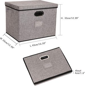Boîte de rangement en coton et lin, boîte de rangement pliable avec couvercle, boîtes de rangement pour vêtements, jouets, organisation de la maison - Product Image 5