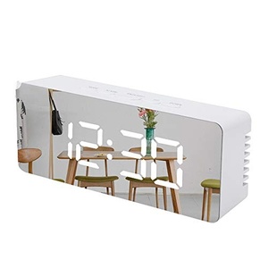 <b>Digital</b> Snooze Function ABS Desktop Clock Mirror Surface Large Display Adjustable Brightness Multifunctional Table Clock - Product Image 1