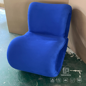 Sillón Curvo de Terciopelo Azul Real de Primera Calidad, Sillón Clásico Moderno para Sala de Estar, Sillas de Terciopelo - Product Image 2