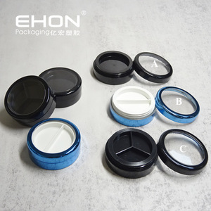 Round ABS <b>Plastic</b> Cosmetic Eyeshadow Palette with 2/3 Colors Empty <b>Containers</b> for Makeup Packaging Custom Logo Available - Product Image 1