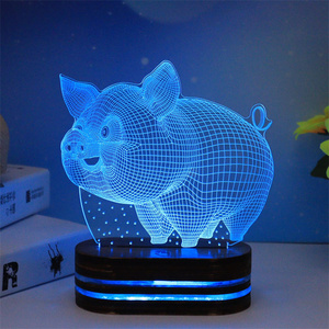 Animals 7 Colors <strong>Change</strong> LED Touch <strong>Table</strong> Desk Lamps 3d Dinosaur Lamp Illusion Kids Night Light - Product Image 4