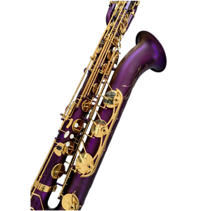 東洋音楽プロ仕様 パープルラッカー仕上げ バリトンサックス - ローア 保護PCフライトケース付き - Product Image 2