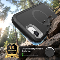 Étui robuste 3 couches avec clip ceinture pour iPhone 16e/17e, coque antichoc PC+TPU avec support et protection anti-poussière des ports