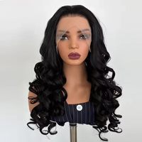 Perruque synthétique 13x4 Lace Front, bouclée et volumineuse, résistante à la chaleur, noire, longue, pour femmes
