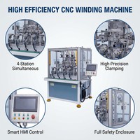 Machine à bobiner CNC de type aiguille à 4 stations Rimy haute précision pour stators de moteurs internes, charge maximale 1000 kg, moteur 18 kW stable
