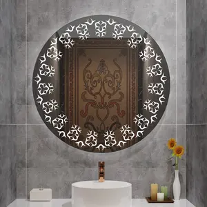 Nouvelle conception de bain meubles de luxe décoratif led miroir éclairé lavabo salle de bain miroir avec écran tactile