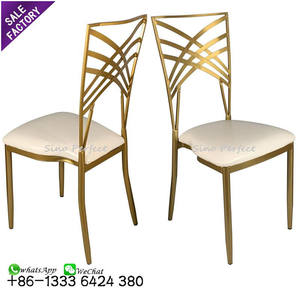 Sinoperfect Discount Stacking White Gold Metal Round Back Wedding <b>Dining</b> <b>Chairs</b> Modern Luxury Hotel <b>Dining</b> <b>Chairs</b> Banquet Event - Product Image 2