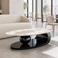 Meubles de salon de luxe Nodric, table basse ronde moderne en acier inoxydable avec plateau en marbre ardoise et métal doré pour usage hôtelier