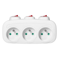 Adaptateur de prise 3 voies de type E français conforme aux normes européennes Pheiyon, 3x16A 230V 3680W avec interrupteurs, CE RoHS, export pour la France, la Pologne, OEM
