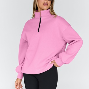 <b>Quarter</b> <b>Zip</b> Winter <b>Women's</b> Embroidery Printed Anti-Wrinkle Breathable Casual Oversized Fleece <b>Sweatshirt</b> Long Sleeve - Product Image 3