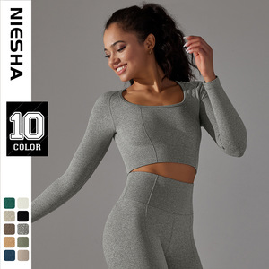 Camiseta Deportiva de Manga Larga sin Costuras para Mujer JAC22 H9920, de Secado Rápido, Transpirable, para <span class=keywords><strong>Yoga</strong></span>, Running y Actividades Deportivas - Product Image 5