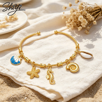Bracelet Bohème Océan Plaqué Or 14K Anti-ternissement avec Breloques Animaux Marins Tendance Or Ton sur Ton Bijoux Personnalisés Vente en Gros Shiyi