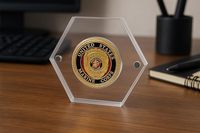 Cadre d'affichage hexagonal en acrylique transparent pour pièces de monnaie, support magnétique pour pièces de monnaie, étui de présentation pour médailles commémoratives, pour collection ou cadeau