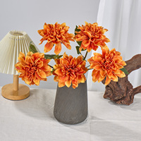 Vente directe d'usine, fleur artificielle en PU réaliste, dahlia à tige unique, faite à la main, pour bouquet de mariage et décoration intérieure