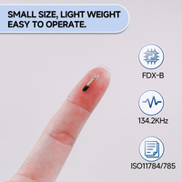Microchip Animal EM4305 Fdx-B de 134.2Khz, 2.12*12mm, Etiqueta RFID de Biovidrio Implantable con Aguja Estéril para Identificación de Mascotas