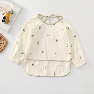 Bavoir <span class=keywords><strong>en</strong></span> tissu lavable doux à manches longues avec poche, bavoir à enfiler, <span class=keywords><strong>tablier</strong></span> imperméable <span class=keywords><strong>pour</strong></span> l'alimentation des bébés - Product Image 5