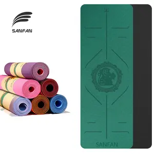 SANFAN-esterilla de tpe antideslizante para hacer ejercicio, estera de yoga personalizada, respetuosa con el medio ambiente, doble color, barata, venta al por mayor