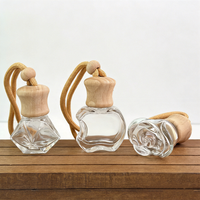 Flacon de parfum vide en verre en forme de pomme de 8 ml et 10 ml avec bouchon en bois, diffuseur de voiture suspendu