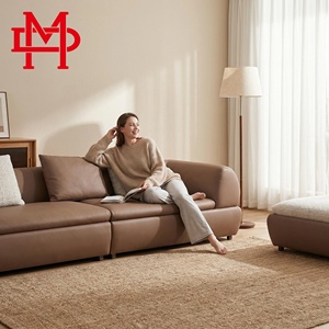 Canapé d'angle 3 places en cuir véritable, couleur personnalisée, coins droits, tissu écologique durable pour appartement, hôtel, villa - Product Image 1