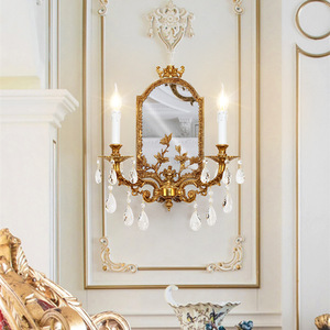 Appliques murales rococo, miroir décoratif, phare, <span class=keywords><strong>lampe</strong></span> de coiffeuse, lampes murales pour salle de maquillage, art français, <span class=keywords><strong>lampe</strong></span> en cuivre pour miroir - Product Image 5