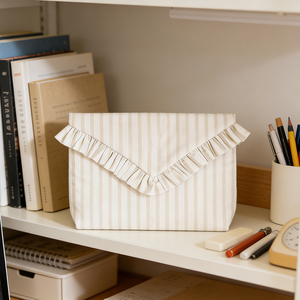 Bolsa Organizadora de Maquillaje Reutilizable de Poliéster <span class=keywords><strong>a</strong></span> Rayas con Borde Ondulado, Venta al por Mayor - Product Image 2