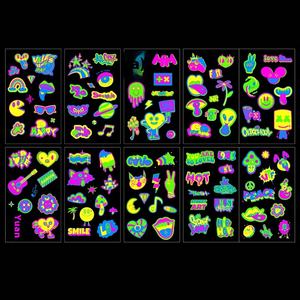 Autocollants de <span class=keywords><strong>tatouage</strong></span> temporaires de transfert d'eau fluorescente <span class=keywords><strong>rose</strong></span> transfrontalière Sexy nouveau Design pour hommes femmes pour papier de fête de barre de roche - Product Image 5