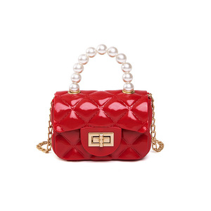 Borsetta Mini in PVC con Manico di Perle e Catena Metallica per Bambine, Trendy e Carina - Product Image 1