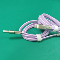 Kabel Data Pengisian Cepat 4-in-1 Tipe-C & Micro USB Warna Ungu dengan Pengisian Cepat 3A untuk Ponsel dan Perangkat Android/iOS
