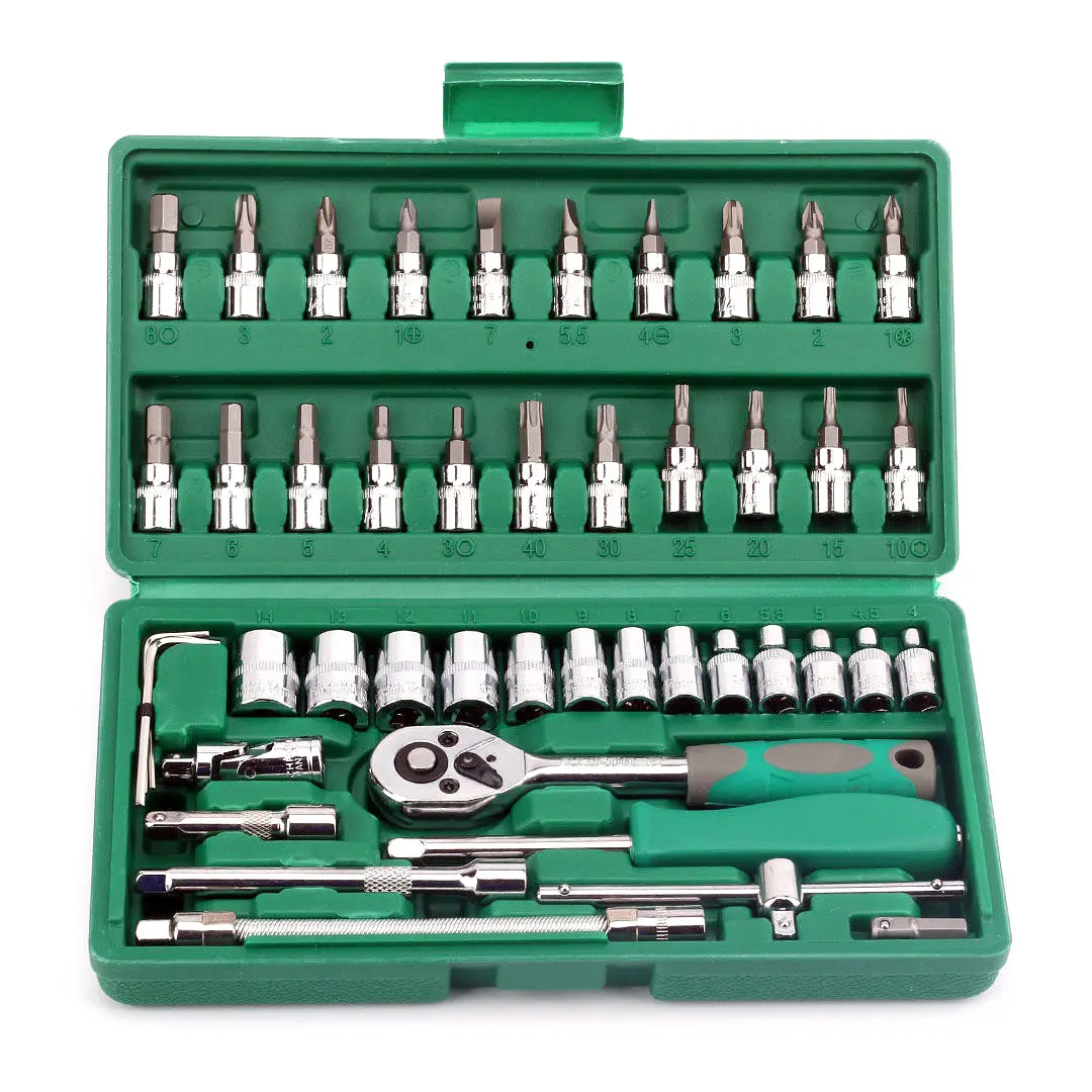 Professional 46pcs Chrome Vanadium Hardware Tool Auto Maintenance Repair Kit Hand Tool Set for Auto Repairing and Household