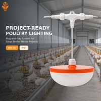 Lampu LED Kandang Unggas 48V DC Plug and Play IP67 Bebas Kedip Dapat Diredupkan Konektor Cepat Lampu Peternakan Ayam Broiler Layer Breeder