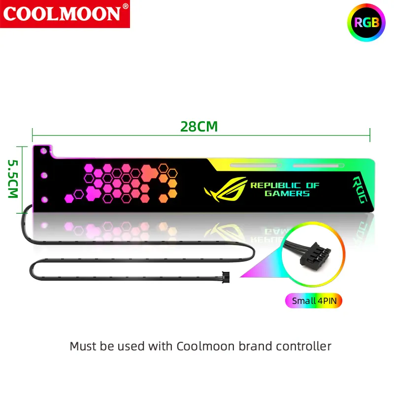 COOLMOON直販コンピューターアクセサリー28cmGPUブラケットホルダーRGBゲーミングPCグラフィックスカードサポート在庫ありGPUライザー