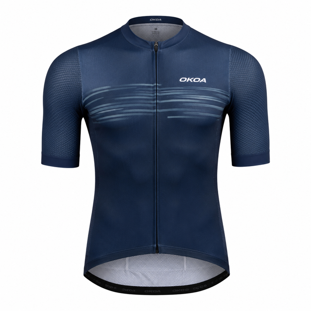 OKOA Breathable Lightweight Men's Cycling Jersey Spandex/Polyester Blend Anti-UV Protection Quick Dry Four-Way Stretch OEM