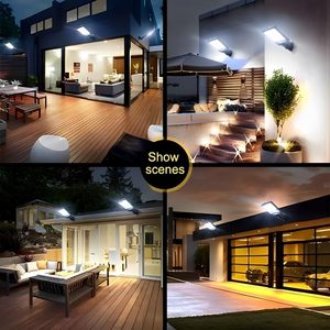 Lampe murale solaire LED extérieure IP65 avec détecteur de mouvement pour jardin, patio, porte de garage, étanche, télécommande, sécurité, éclairage de rue - Product Image 2