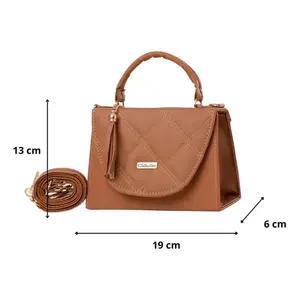 Bolso Bandolera para Mujer Fana, Color Camel, Microfibra, Cuero Sintético, Acolchado con Diamantes, Correa Ajustable, Uso Diario - Product Image 1