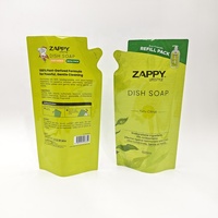 Pochette personnalisée imprimée de 600 ml avec bec verseur, forme spéciale, pour recharge de liquide vaisselle et emballage de détergent liquide pour ustensiles de cuisine