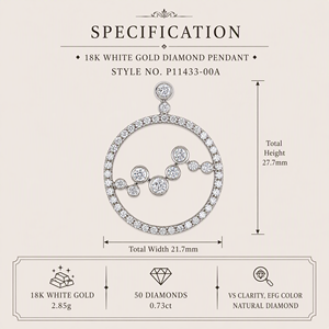 Elegant 18K White Gold Diamond Pendant 0.730ct 50 Diamonds 2.85g Perfect for Everyday Wear - Product Image 4