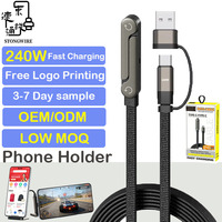 STONGWIRE ST-105 Cable de Carga 2 en 1 Invisible de Nylon y Cobre Puro, Ajustable en Múltiples Ángulos, Carga Rápida de 240W para iOS y Computadora
