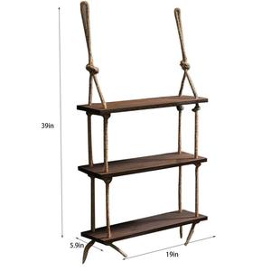 JUNJI Wall Decor Rope <strong>Shelf</strong> Knick Knack <strong>Shelf</strong> <strong>Rustic</strong> Home Decor Home <strong>Wooden</strong> Wall Mounted <strong>Shelf</strong> - Product Image 5
