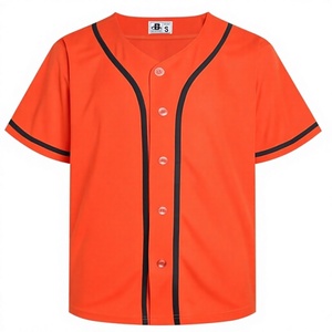 Maillot de baseball unisexe orange à manches courtes, boutonné sur le devant, anti-humidité, respirant, UPF 50+, grande taille, coupe classique, adulte, couleur unie - Product Image 1