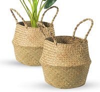 Haute qualité naturel fleur plantes Pots paille tissé osier jonc de mer rotin blanchisserie stockage ventre paniers