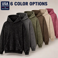 Sudadera con capucha extragrande con lavado ácido y logo personalizado, en stock local en EE. UU., con bolsillo Ngaroo, envío rápido, estilo streetwear