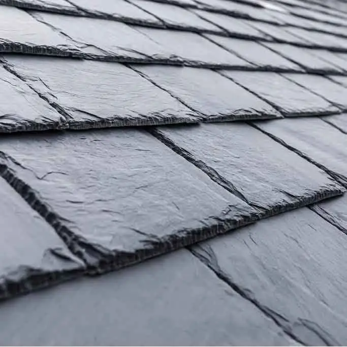 Modern klasik çatı döşeme doğal kaya taş çatı levhaları olmayan ayrışma ve solmayan siyah kayrak çatı kiremitleri villa için