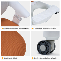 Chaise d'étude ergonomique pour enfants, chaise de bureau en maille réglable en profondeur et en hauteur avec verrouillage de rotation et roulettes à gravité pour étudiants