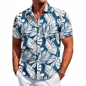 Chemise hawaïenne à fleurs pour homme, manches courtes, imprimée, boutonnée, décontractée, pour les vacances d'été, vêtements de plage - Product Image 4