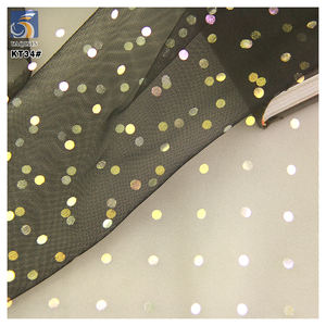 قماش كلاسيكي بولكا دوت قوس قزح فويل مطبوع فستان تول تصميم جديد نمط ملابس بالجملة - Product Image 3